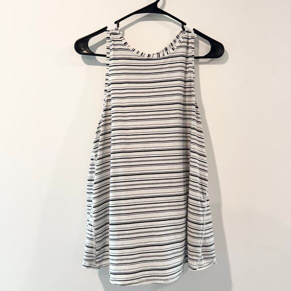 Lululemon Tank Top White Black Striped Womens 8 Flowy Athleisure Yoga - Picture 1 of 3
